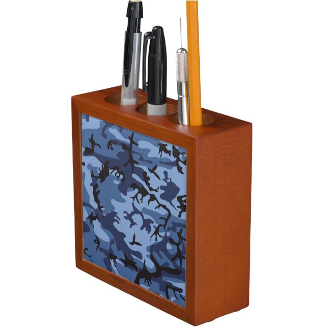 Navy Blue Camouflage, Military, Army Desk Organizer (In Situ)