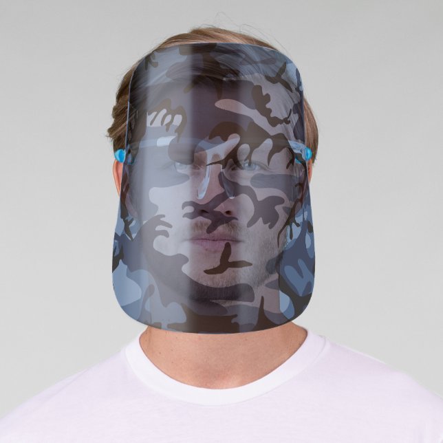 Navy Blue Camouflage, Military, Army Face Shield (Insitu)