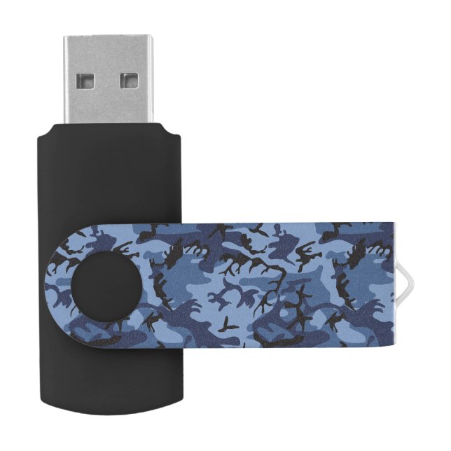 Navy Blue Camouflage, Military, Army Flash Drive (Opened)