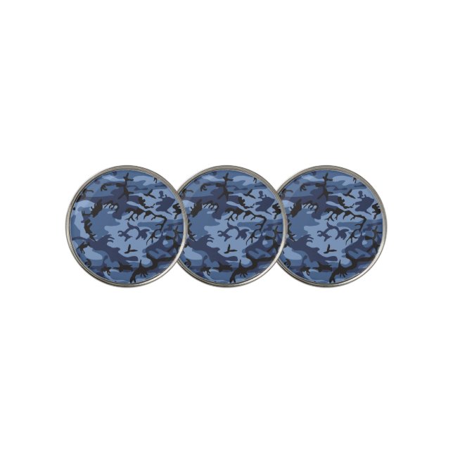 Navy Blue Camouflage, Military, Army Golf Ball Marker (3 Up)