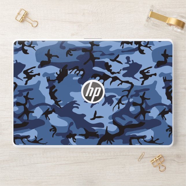 Navy Blue Camouflage, Military, Army HP Laptop Skin (Desk)