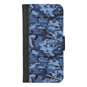 Navy Blue Camouflage, Military, Army iPhone 8/7 Wallet Case