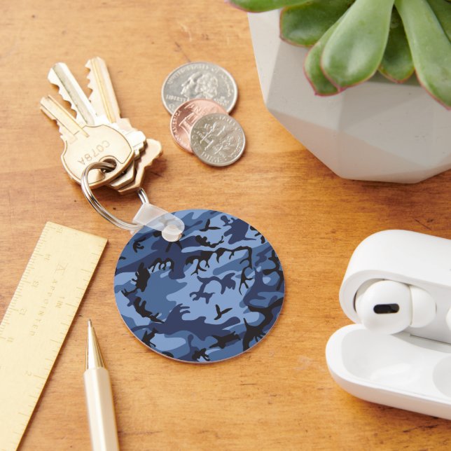 Navy Blue Camouflage, Military, Army Keychain (Desk)