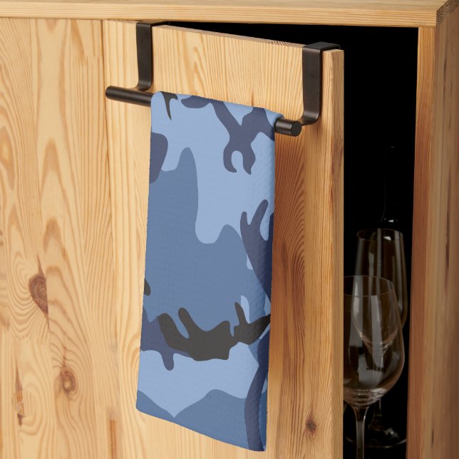 Navy Blue Camouflage, Military, Army Kitchen Towel (Thirds Fold)