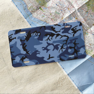 Navy Blue Camouflage, Military, Army License Plate