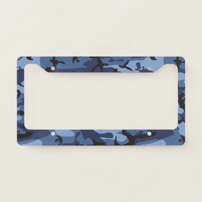 Navy Blue Camouflage, Military, Army License Plate Frame (Front)