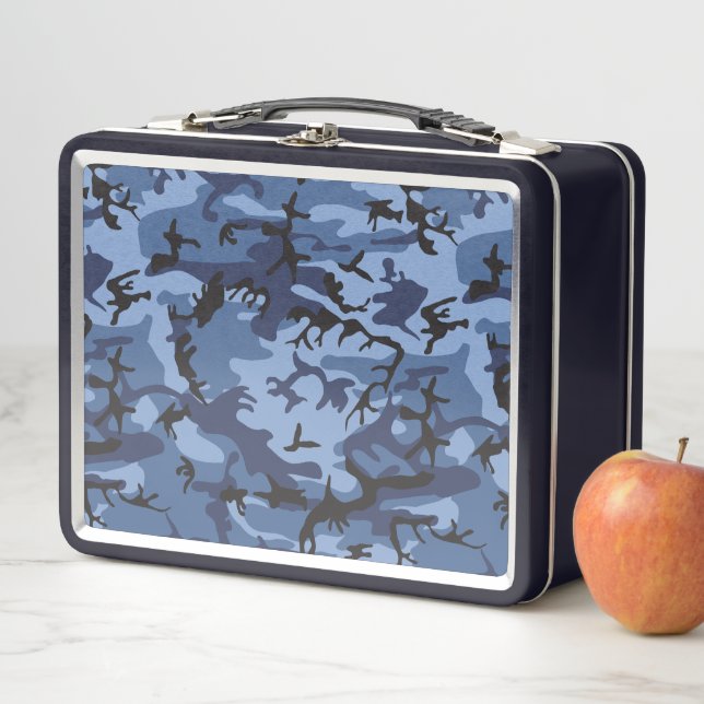 Navy Blue Camouflage, Military, Army Metal Lunch Box (In Situ)