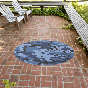 Navy Blue Camouflage, Military, Army Outdoor Rug