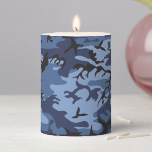 Navy Blue Camouflage, Military, Army Pillar Candle