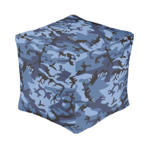 Navy Blue Camouflage, Military, Army Pouf