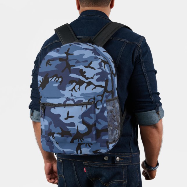 Navy Blue Camouflage, Military, Army Printed Backpack (Insitu (Model))
