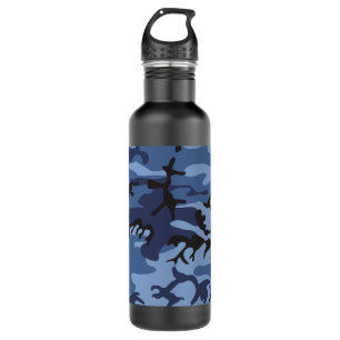 Navy Blue Camouflage, Military, Army Stainless Steel Water Bottle