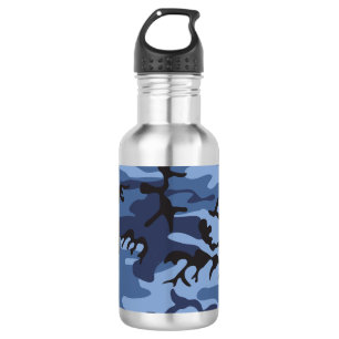 Navy Blue Camouflage, Military, Army Stainless Steel Water Bottle