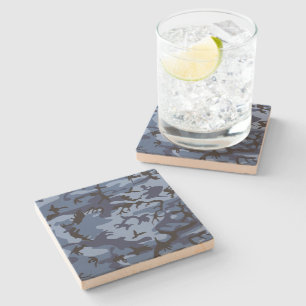 Navy Blue Camouflage, Military, Army Stone Coaster