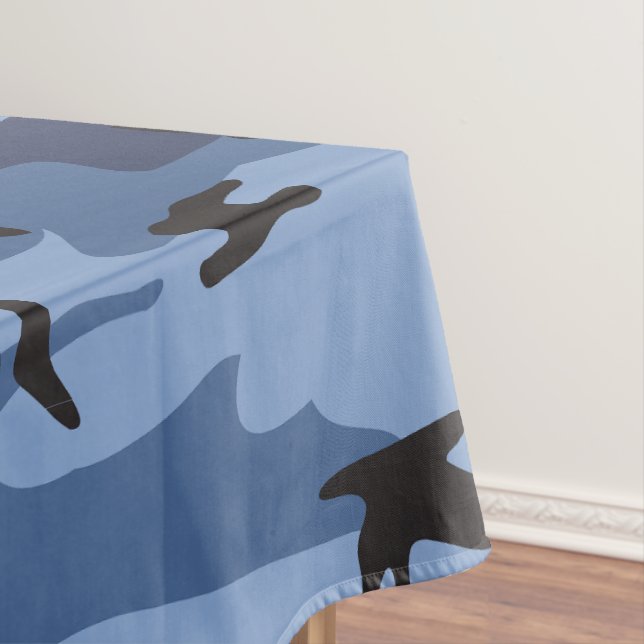 Navy Blue Camouflage, Military, Army Tablecloth (In Situ)