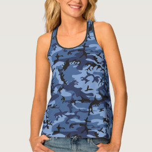 Navy Blue Camouflage, Military, Army Tank Top