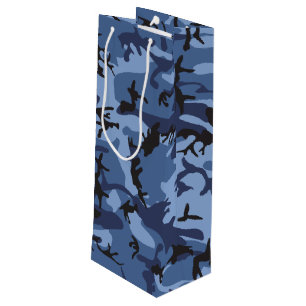 Navy Blue Camouflage, Military, Army Wine Gift Bag