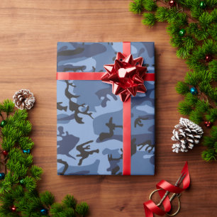 Navy Blue Camouflage, Military, Army Wrapping Paper