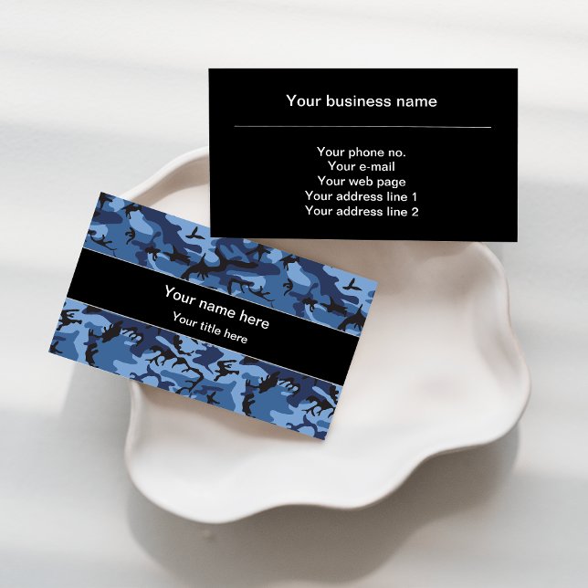 Navy Blue Camouflage, Military Pattern, Army Business Card (Creator Uploaded)