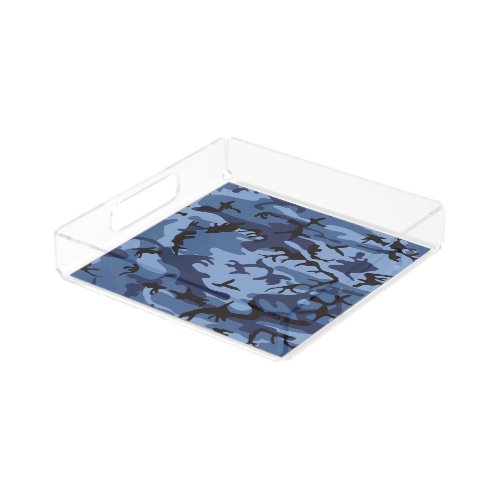 Navy Blue Camouflage Pattern Military Pattern Army Acrylic Tray