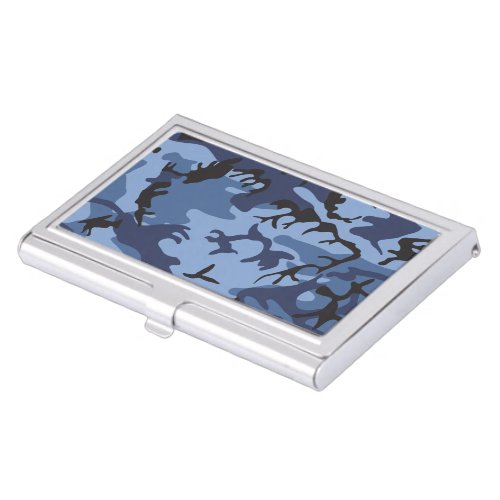 Navy Blue Camouflage Pattern Military Pattern Army Business Card Case