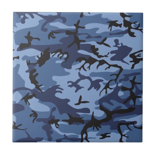 Navy Blue Camouflage Pattern Military Pattern Army Ceramic Tile