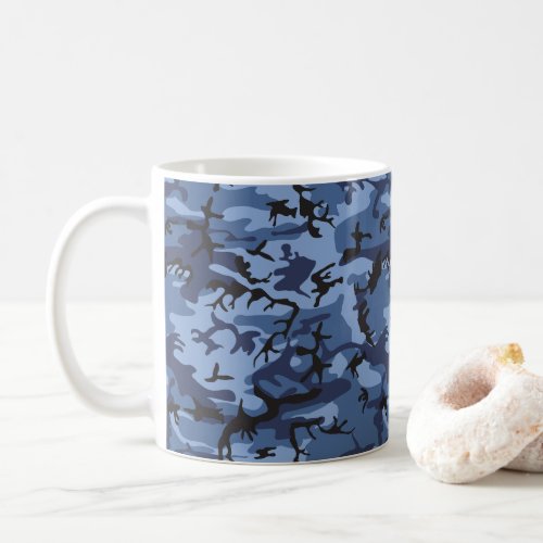 Navy Blue Camouflage Pattern Military Pattern Army Coffee Mug