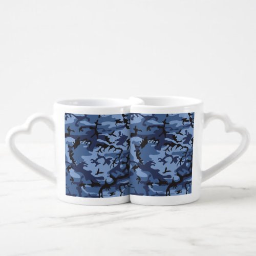 Navy Blue Camouflage Pattern Military Pattern Army Coffee Mug Set