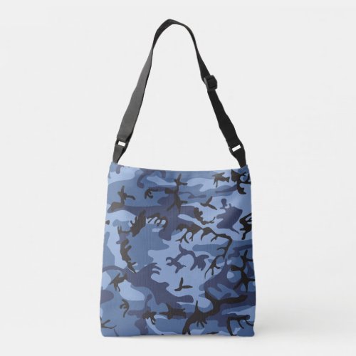 Navy Blue Camouflage Pattern Military Pattern Army Crossbody Bag