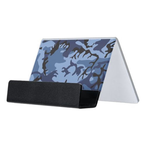 Navy Blue Camouflage Pattern Military Pattern Army Desk Business Card Holder