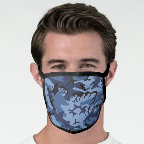 Navy Blue Camouflage Pattern Military Pattern Army Face Mask