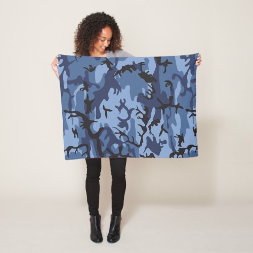 Navy Blue Camouflage Pattern Military Pattern Army Fleece Blanket