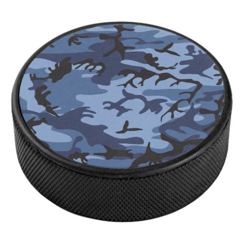 Navy Blue Camouflage Pattern Military Pattern Army Hockey Puck