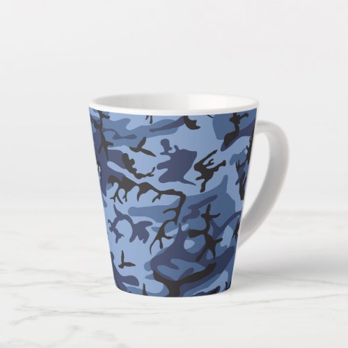 Navy Blue Camouflage Pattern Military Pattern Army Latte Mug