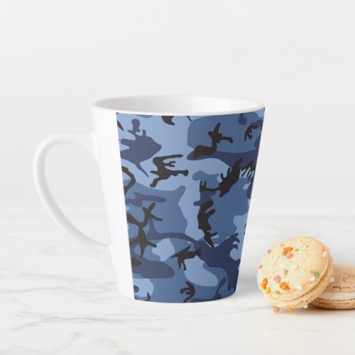 Navy Blue Camouflage Pattern Military Pattern Army Latte Mug