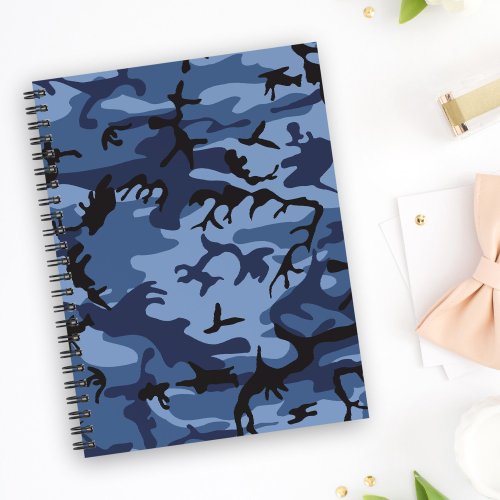 Navy Blue Camouflage Pattern Military Pattern Army Notebook