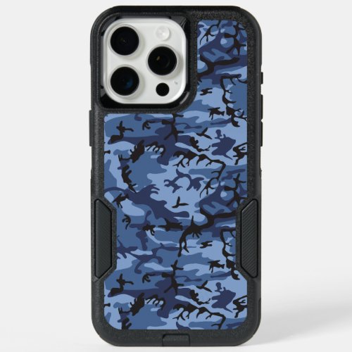 Navy Blue Camouflage Pattern Military Pattern Army iPhone 15 Pro Max Case