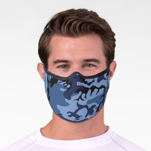 Navy Blue Camouflage Pattern Military Pattern Army Premium Face Mask