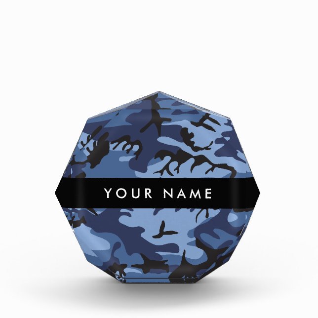 Navy Blue Camouflage Your name Personalize Acrylic Award (Front)