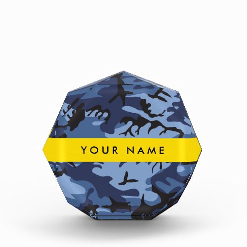 Navy Blue Camouflage Your name Personalize Acrylic Award