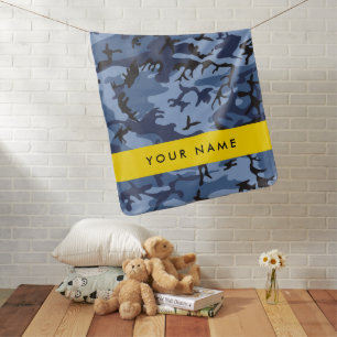 Navy Blue Camouflage Your name Personalize Baby Blanket