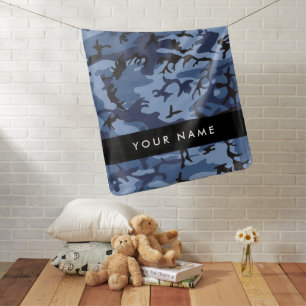 Navy Blue Camouflage Your name Personalize Baby Blanket