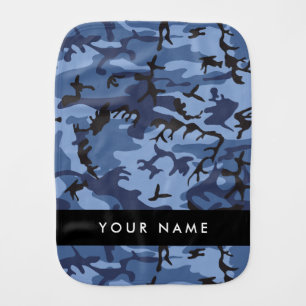 Navy Blue Camouflage Your name Personalize Baby Burp Cloth