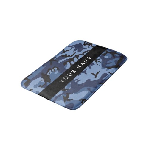 Navy Blue Camouflage Your name Personalize Bath Mat
