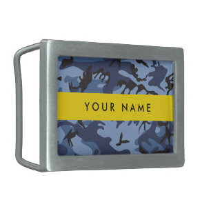 Navy Blue Camouflage Your name Personalize Belt Buckle