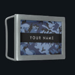 Navy Blue Camouflage Your name Personalize Belt Buckle<br><div class="desc">Elegant,  stylish and sophisticated camouflage pattern in navy blue color. Modern and trendy gift,  perfect for the military lover in your life. Personalize by adding your name,  nickname,  monogram or initials.</div>