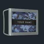 Navy Blue Camouflage Your name Personalize Belt Buckle<br><div class="desc">Elegant, stylish and sophisticated camouflage pattern in navy blue color. Modern and trendy gift, perfect for the military lover in your life. Personalize by adding your name, nickname, monogram or initials.</div>