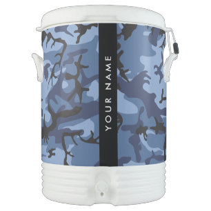 Navy Blue Camouflage Your name Personalize Beverage Cooler