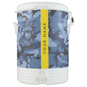 Navy Blue Camouflage Your name Personalize Beverage Cooler
