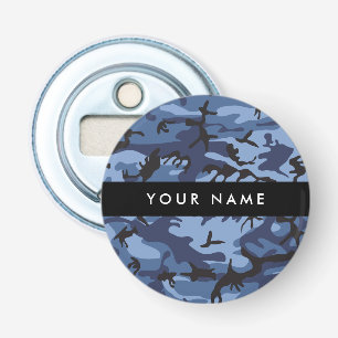 Navy Blue Camouflage Your name Personalize Bottle Opener